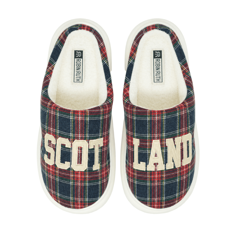 Scotland Tartan Cosy Slippers with Fleece Lining - Stewart Royal - Heritage Of Scotland - STEWART NAVY / M