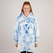 Scotland Tie-Dye Oversized Sherpa Hoodie Blanket - BLUE - Heritage Of Scotland -