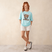 Scotland Unisex Rainbow Highland Cow Graphic T-Shirt – Aqua - Heritage Of Scotland - XS