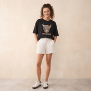 Scotland Unisex Rainbow Highland Cow Graphic T-Shirt – Black - Heritage Of Scotland - XS