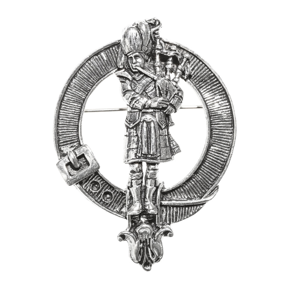 Scots Piper Clan Badge, Kilt Pin, Lapel Pin, Cufflinks, Keyring/Key Fob & Gift Set — Fine Pewter by Art Pewter — Made in Scotland (Shiny Finish) - Heritage Of Scotland - Badge