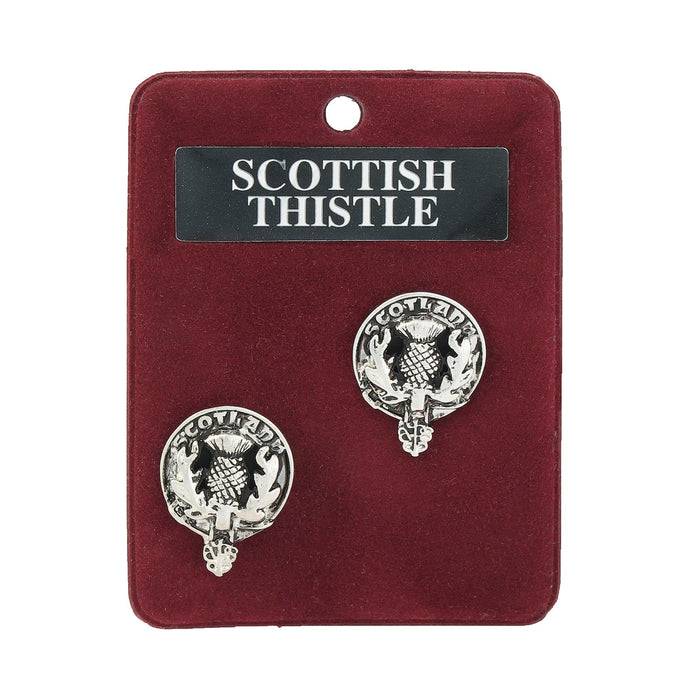 Scots Thistle Clan Badge, Kilt Pin, Lapel Pin, Cufflinks, Keyring/Key Fob & Gift Set — Fine Pewter by Art Pewter — Made in Scotland (Shiny Finish) - Heritage Of Scotland - Cufflinks