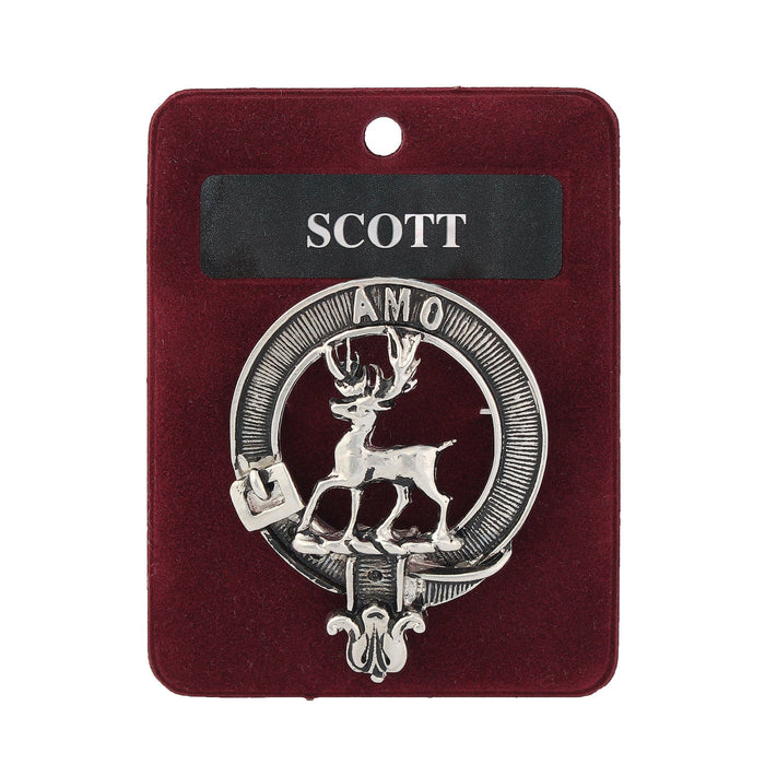 Scott Clan Badge, Kilt Pin, Lapel Pin, Cufflinks, Keyring/Key Fob & Gift Set — Fine Pewter by Art Pewter — Made in Scotland (Shiny Finish) - Heritage Of Scotland - Badge
