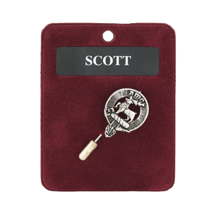 Scott Clan Badge, Kilt Pin, Lapel Pin, Cufflinks, Keyring/Key Fob & Gift Set — Fine Pewter by Art Pewter — Made in Scotland (Shiny Finish) - Heritage Of Scotland - Lapel Pin