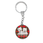 Scottish Keyrings – Glass - Look Saltire & Westies or Hand - Painted Westie - Heritage Of Scotland - Glass - Look Westies
