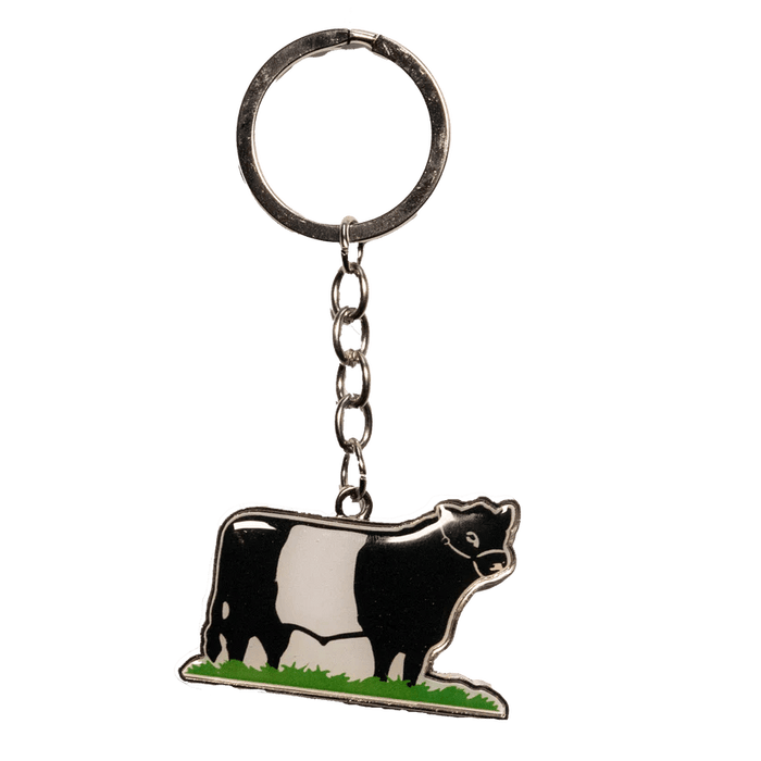 Scottish Keyrings – Metal & Charm Keyrings with Puffin, Coo, Nessie & More - Heritage Of Scotland - Belted Galloway