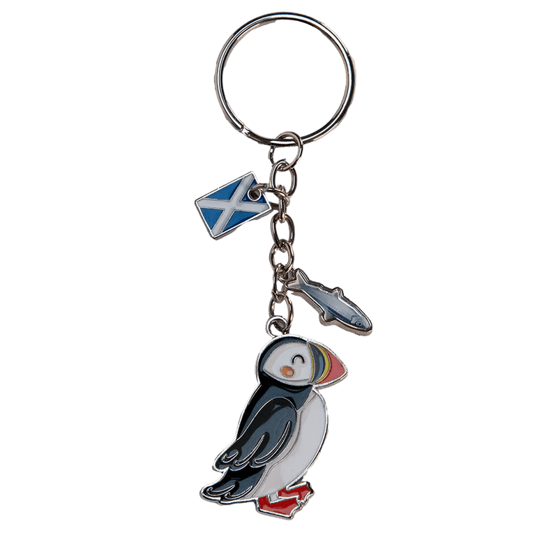 Scottish Keyrings – Metal & Charm Keyrings with Puffin, Coo, Nessie & More - Heritage Of Scotland - Puffin Charm