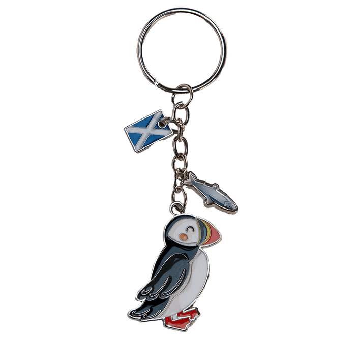 Scottish Keyrings – Metal & Charm Keyrings with Puffin, Coo, Nessie & More - Heritage Of Scotland - Puffin Charm
