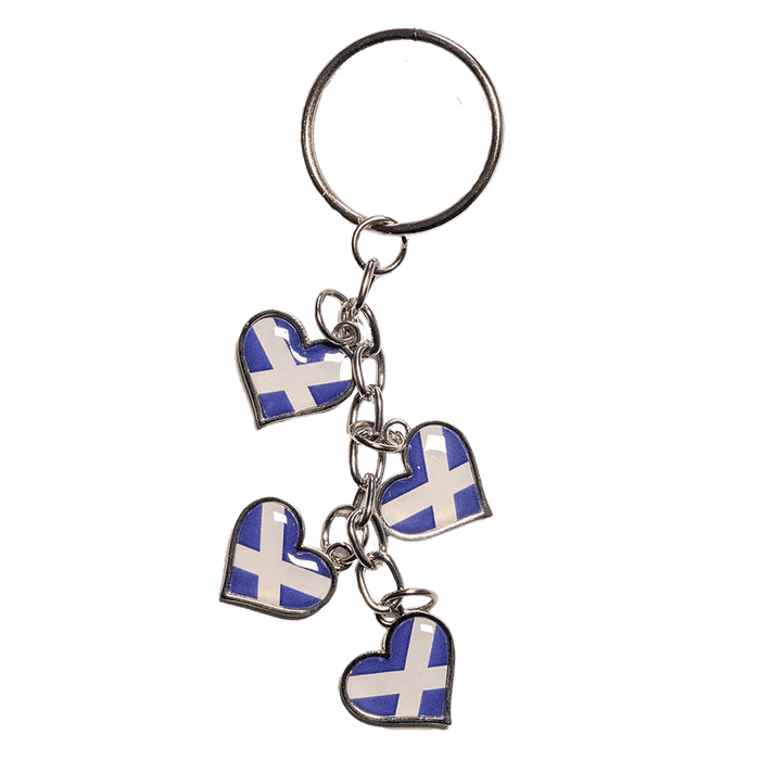 Scottish Keyrings – Metal & Charm Keyrings with Puffin, Coo, Nessie & More - Heritage Of Scotland - Saltire Heart Charm