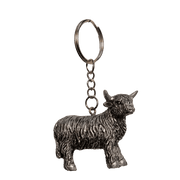 Scottish Keyrings – Metal & Charm Keyrings with Puffin, Coo, Nessie & More - Heritage Of Scotland - Silver Highland Coo
