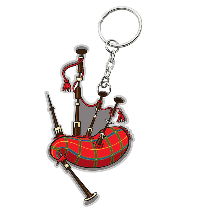 Scottish Metal & Epoxy Keyrings – Piper, Nessie, Bagpipes or Coo - Heritage Of Scotland - Bagpipes