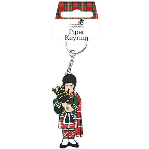 Scottish Metal & Epoxy Keyrings – Piper, Nessie, Bagpipes or Coo - Heritage Of Scotland - Piper