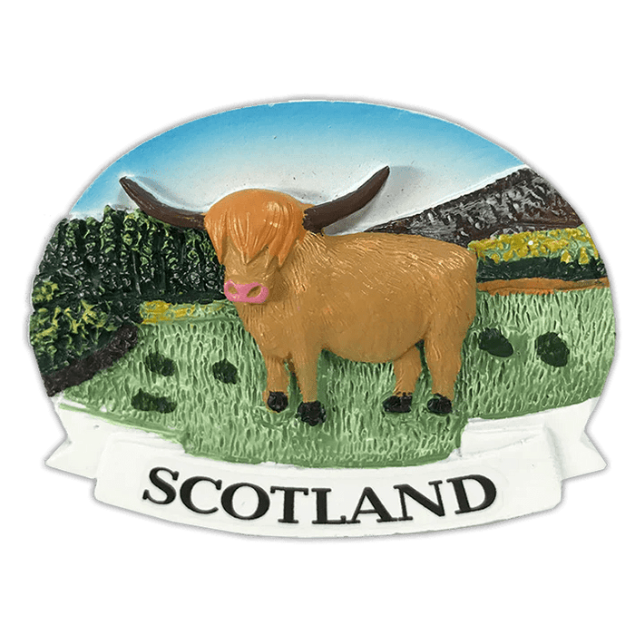 Scottish Polyresin Fridge Magnets – Fun Souvenirs with Iconic Designs - Heritage Of Scotland - Highland Coo Scotland