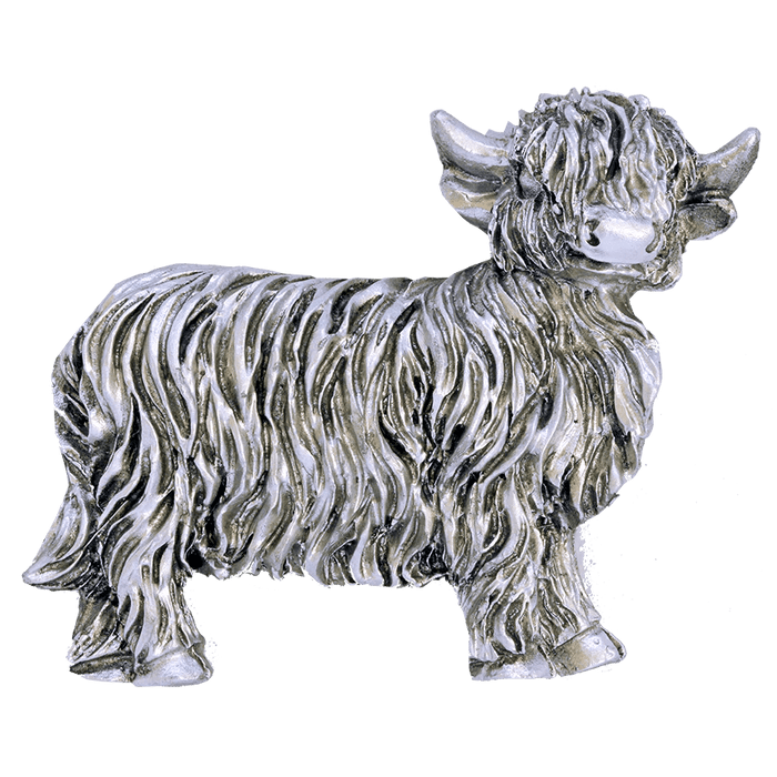 Scottish Polyresin Fridge Magnets – Fun Souvenirs with Iconic Designs - Heritage Of Scotland - Silver Highland Coo