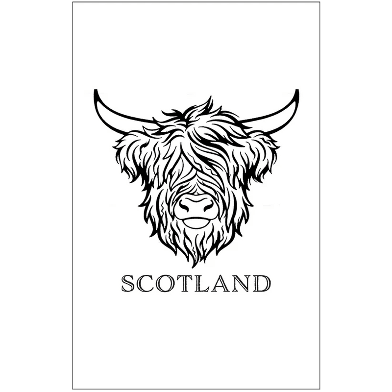Scottish Tea Towels – 100% Cotton | Coo, Nessie, Stag, Map & More (45x70cm) - Heritage Of Scotland - Highland Coo