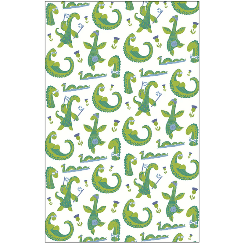 Scottish Tea Towels – 100% Cotton | Coo, Nessie, Stag, Map & More (45x70cm) - Heritage Of Scotland - Nessie Collage
