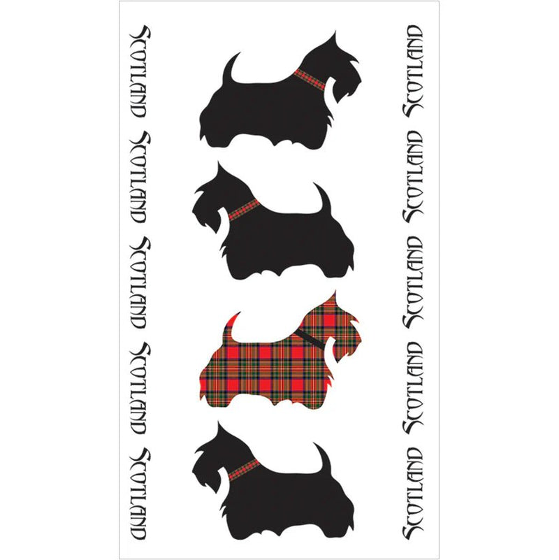 Scottish Tea Towels – 100% Cotton | Coo, Nessie, Stag, Map & More (45x70cm) - Heritage Of Scotland - Scottie Dog