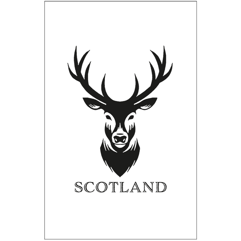 Scottish Tea Towels – 100% Cotton | Coo, Nessie, Stag, Map & More (45x70cm) - Heritage Of Scotland - Stag