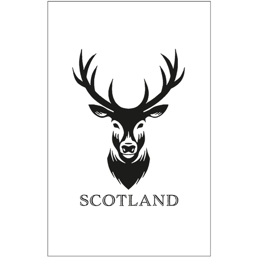 Scottish Tea Towels – 100% Cotton | Coo, Nessie, Stag, Map & More (45x70cm) - Heritage Of Scotland - Stag