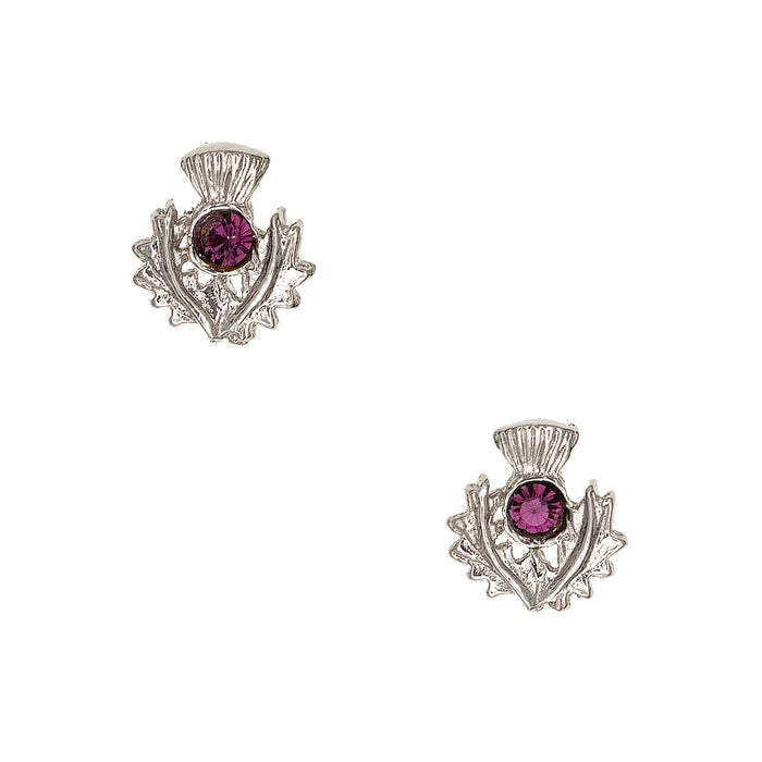 Scottish Thistle Earrings Dark Amethyst - Heritage Of Scotland - DARK AMETHYST