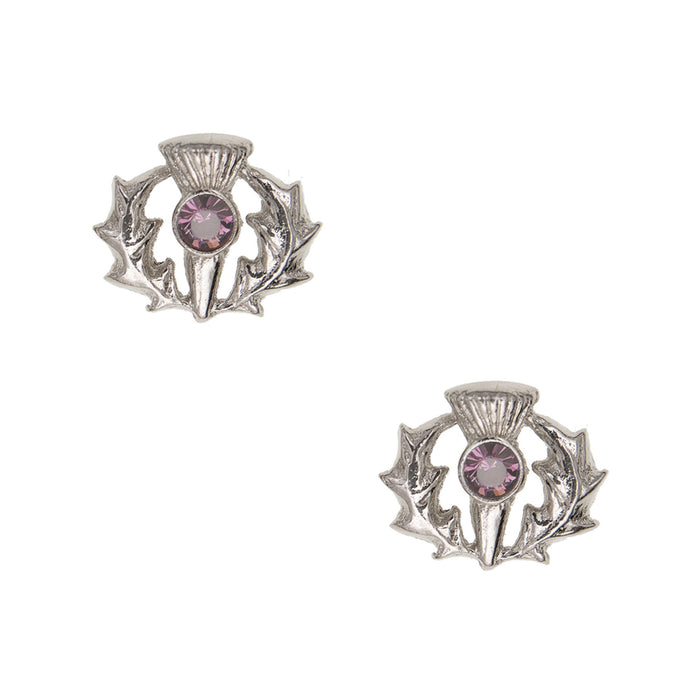 Scottish Thistle Earrings Light Amethyst - Heritage Of Scotland - LIGHT AMETHYST