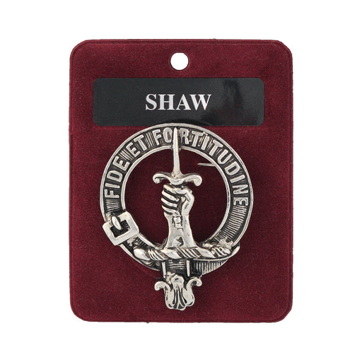 Shaw Clan Badge, Kilt Pin, Lapel Pin, Cufflinks, Keyring/Key Fob & Gift Set — Fine Pewter by Art Pewter — Made in Scotland (Shiny Finish) - Heritage Of Scotland - Badge