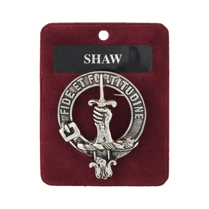 Shaw Clan Badge, Kilt Pin, Lapel Pin, Cufflinks, Keyring/Key Fob & Gift Set — Fine Pewter by Art Pewter — Made in Scotland (Shiny Finish) - Heritage Of Scotland - Badge