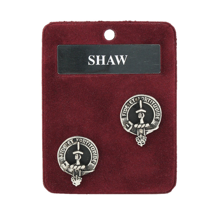 Shaw Clan Badge, Kilt Pin, Lapel Pin, Cufflinks, Keyring/Key Fob & Gift Set — Fine Pewter by Art Pewter — Made in Scotland (Shiny Finish) - Heritage Of Scotland - Cufflinks