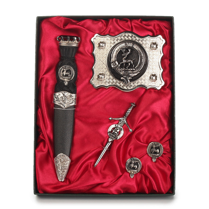Shaw Clan Badge, Kilt Pin, Lapel Pin, Cufflinks, Keyring/Key Fob & Gift Set — Fine Pewter by Art Pewter — Made in Scotland (Shiny Finish) - Heritage Of Scotland - Gift Set