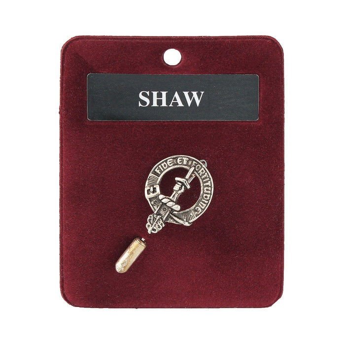 Shaw Clan Badge, Kilt Pin, Lapel Pin, Cufflinks, Keyring/Key Fob & Gift Set — Fine Pewter by Art Pewter — Made in Scotland (Shiny Finish) - Heritage Of Scotland - Lapel Pin