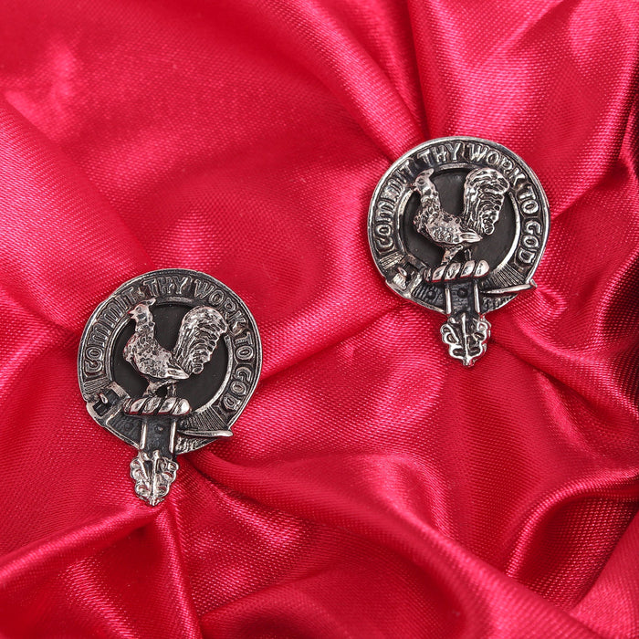 Sinclair Clan Badge, Kilt Pin, Lapel Pin, Cufflinks, Keyring/Key Fob & Gift Set — Fine Pewter by Art Pewter — Made in Scotland (Shiny Finish) - Heritage Of Scotland - Cufflinks