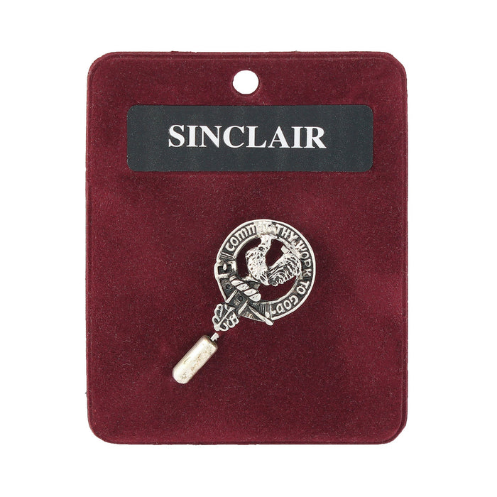 Sinclair Clan Badge, Kilt Pin, Lapel Pin, Cufflinks, Keyring/Key Fob & Gift Set — Fine Pewter by Art Pewter — Made in Scotland (Shiny Finish) - Heritage Of Scotland - Lapel Pin