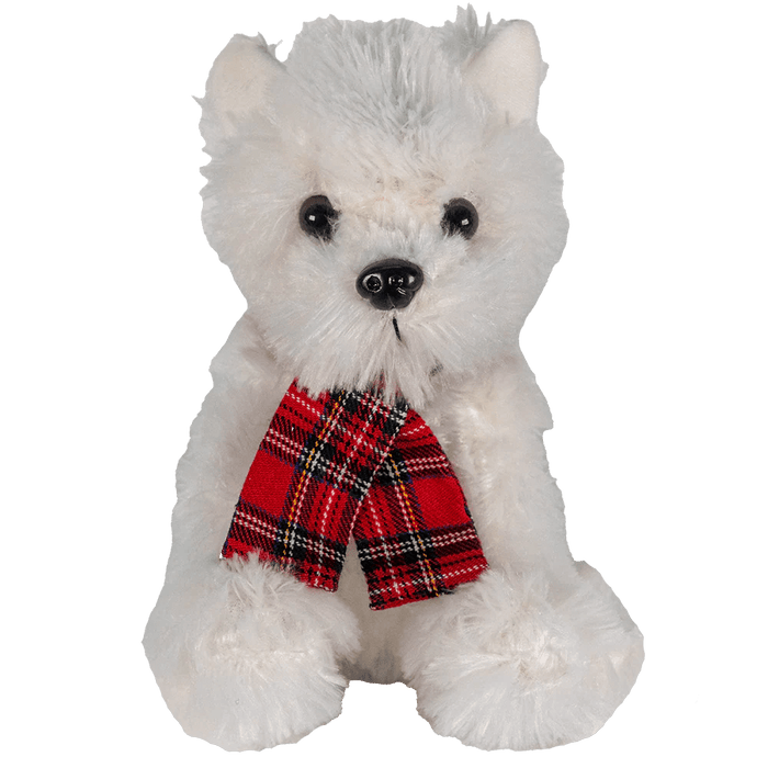 Soft Cuddly Westie – 23cm Plush Toy with Red Tartan Scarf - Heritage Of Scotland - 23cm