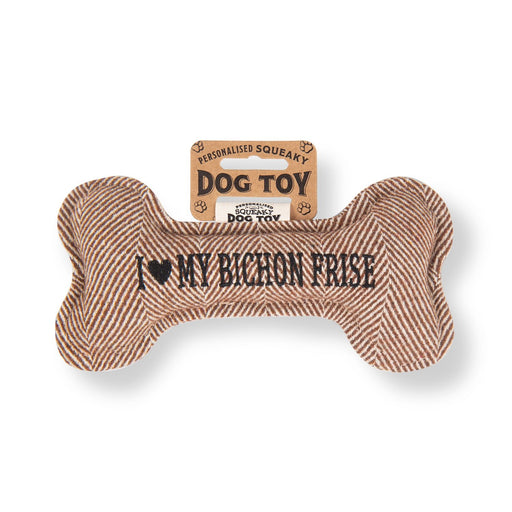 Squeaky Bone Dog Toy I Love My Bichon Frise - Heritage Of Scotland - I LOVE MY BICHON FRISE