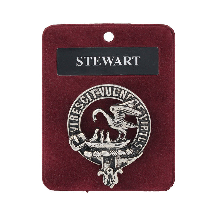 Stewart Clan Badge, Kilt Pin, Lapel Pin, Cufflinks, Keyring/Key Fob & Gift Set — Fine Pewter by Art Pewter — Made in Scotland (Shiny Finish) - Heritage Of Scotland - Badge