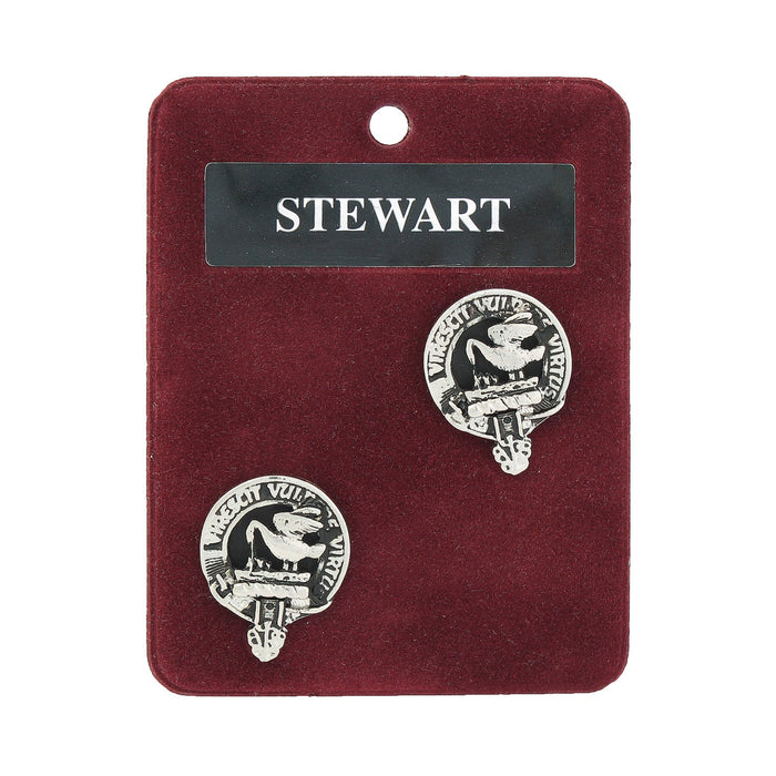 Stewart Clan Badge, Kilt Pin, Lapel Pin, Cufflinks, Keyring/Key Fob & Gift Set — Fine Pewter by Art Pewter — Made in Scotland (Shiny Finish) - Heritage Of Scotland - Cufflinks