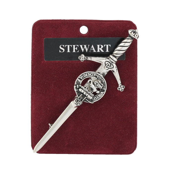 Stewart Clan Badge, Kilt Pin, Lapel Pin, Cufflinks, Keyring/Key Fob & Gift Set — Fine Pewter by Art Pewter — Made in Scotland (Shiny Finish) - Heritage Of Scotland - Kilt Pin