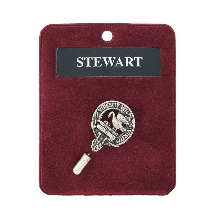 Stewart Clan Badge, Kilt Pin, Lapel Pin, Cufflinks, Keyring/Key Fob & Gift Set — Fine Pewter by Art Pewter — Made in Scotland (Shiny Finish) - Heritage Of Scotland - Lapel Pin