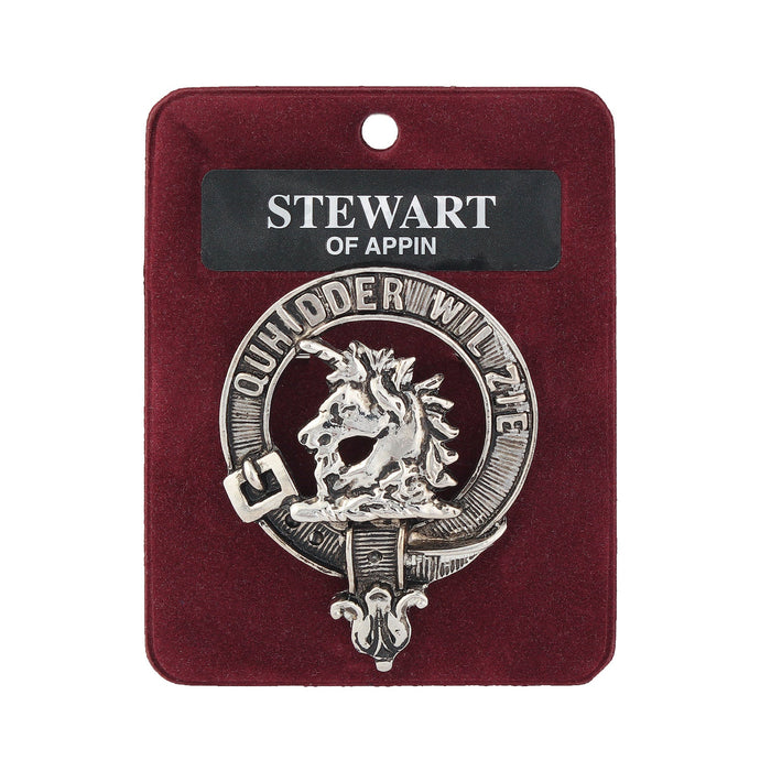 Stewart of Appin Clan Badge, Kilt Pin, Lapel Pin, Cufflinks, Keyring/Key Fob & Gift Set — Fine Pewter by Art Pewter — Made in Scotland (Shiny Finish) - Heritage Of Scotland - Badge