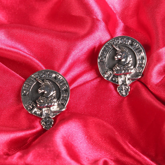 Stewart of Appin Clan Badge, Kilt Pin, Lapel Pin, Cufflinks, Keyring/Key Fob & Gift Set — Fine Pewter by Art Pewter — Made in Scotland (Shiny Finish) - Heritage Of Scotland - Cufflinks