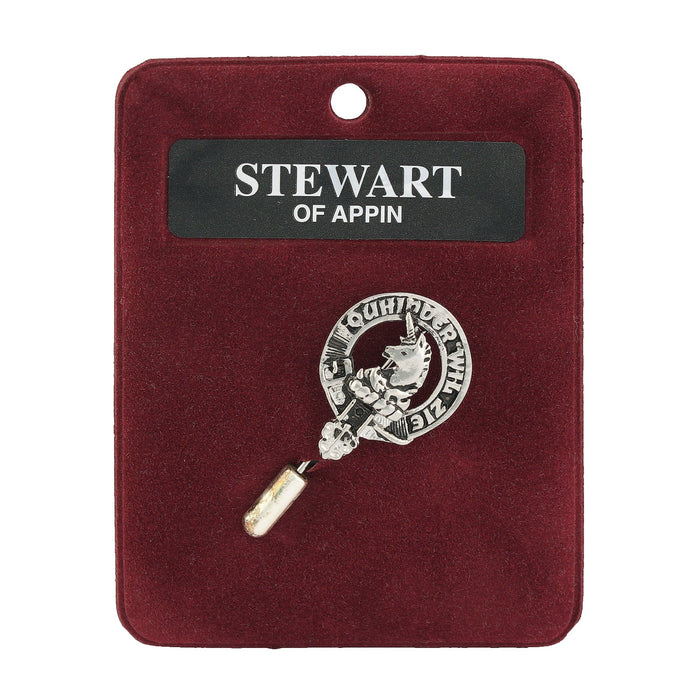 Stewart of Appin Clan Badge, Kilt Pin, Lapel Pin, Cufflinks, Keyring/Key Fob & Gift Set — Fine Pewter by Art Pewter — Made in Scotland (Shiny Finish) - Heritage Of Scotland - Lapel Pin