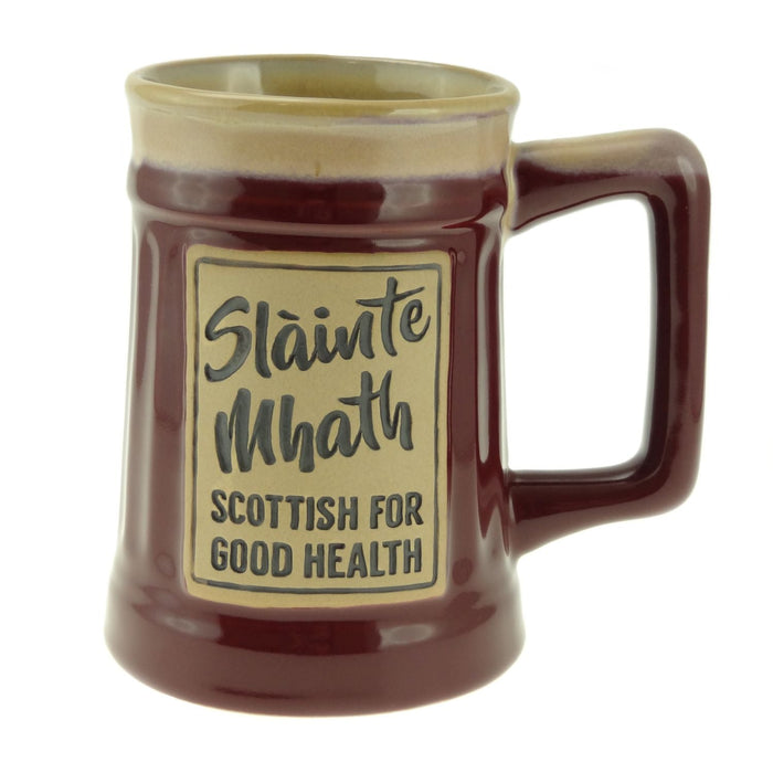 Stoneware Beer Mug with Scottish Cheers – Slàinte Mhath - Heritage Of Scotland - Red