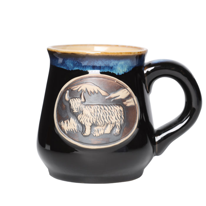 Stoneware Mug With Highland Cow Black - Heritage Of Scotland - BLACK