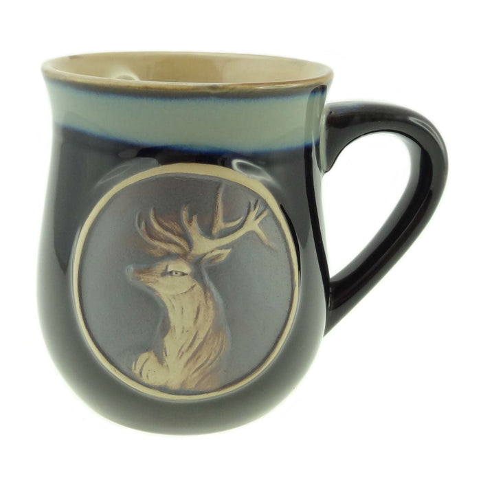 Stoneware Mug with Stag Illustration – Giftable Ceramic Mug - Heritage Of Scotland - Black