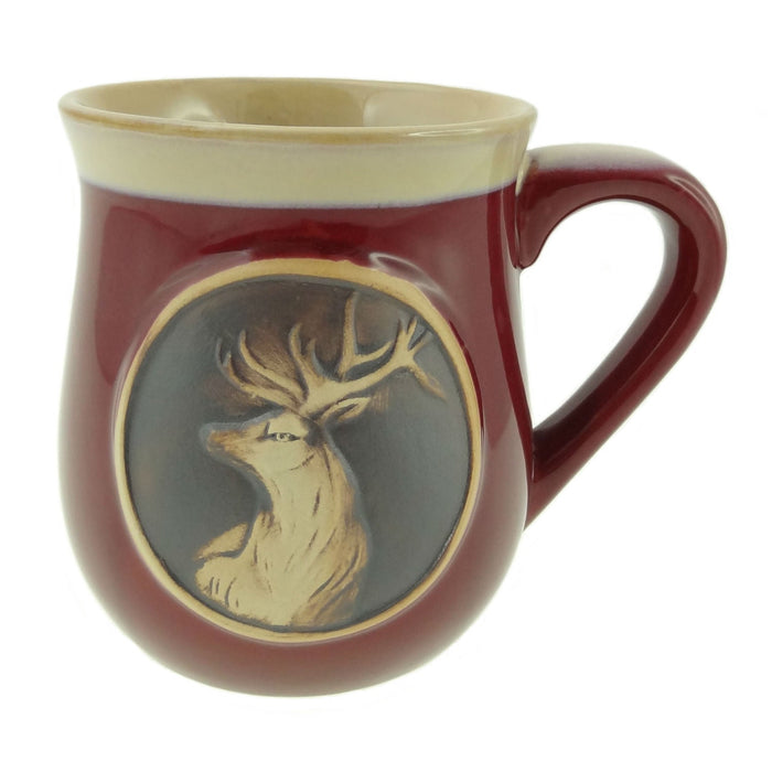 Stoneware Mug with Stag Illustration – Giftable Ceramic Mug - Heritage Of Scotland - Red