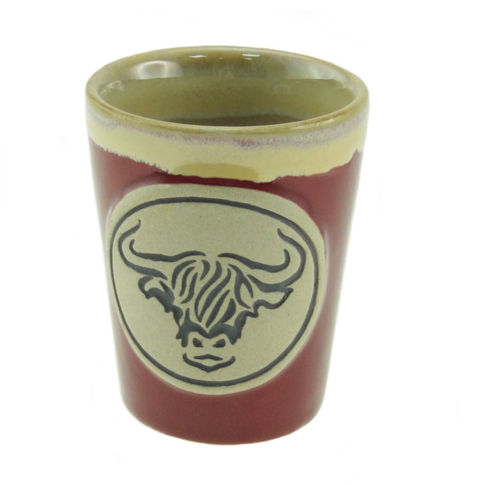 Stoneware Shot Cup Highland Cow Design – Fun Scottish Drinkware - Heritage Of Scotland - Red