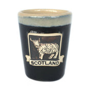 Stoneware Shot Cup Highland Cow Original – Scottish Barware Gift - Heritage Of Scotland - Black