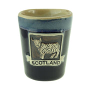 Stoneware Shot Cup Highland Cow Original – Scottish Barware Gift - Heritage Of Scotland - Blue