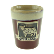 Stoneware Shot Cup Highland Cow Original – Scottish Barware Gift - Heritage Of Scotland - Red