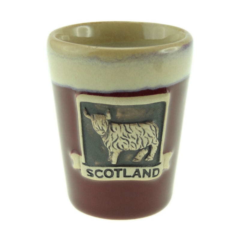 Stoneware Shot Cup Highland Cow Original – Scottish Barware Gift - Heritage Of Scotland - Red